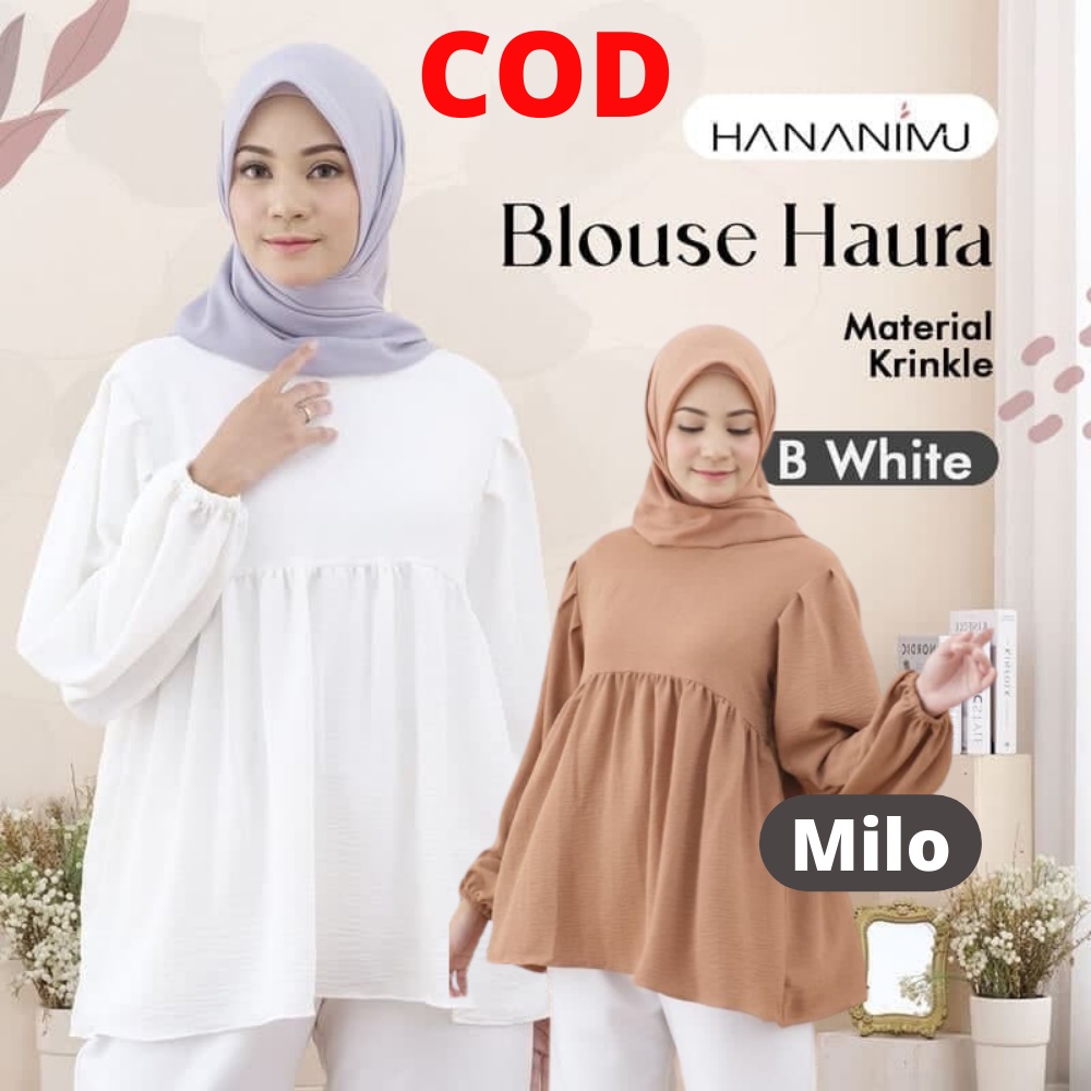 Baju Atasan Blus Blous Bluse Wanita Lengan Panjang Hananimu Blouse Haura/Baju Bluse Panjang Wanita A