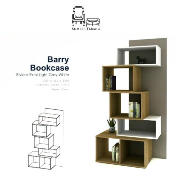 Rak Buku Melody Barry Bookcase / Lemari Buku Minimalis / Partisi Ruang