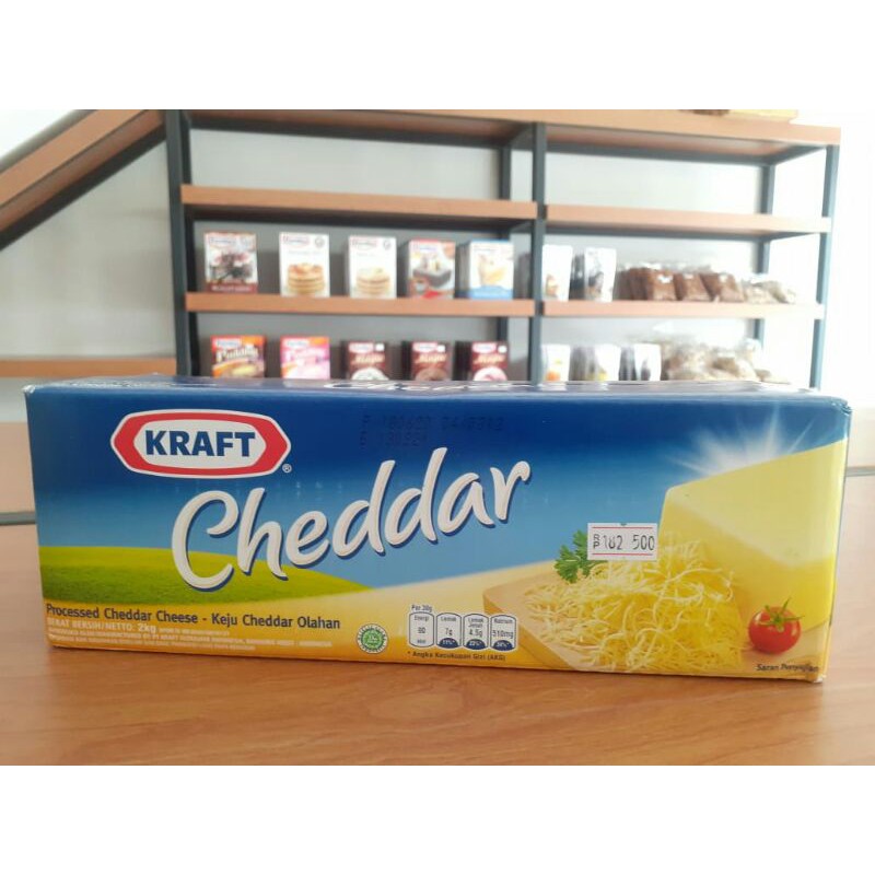 Jual 0123 Keju Kraft Cheddar 2 kg Keju Cheddar Olahan Balok Besar 2kg