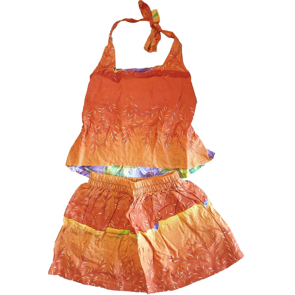  Baju  Pantai  Bali  Anak Perempuan  Bamboo Orange Shopee 