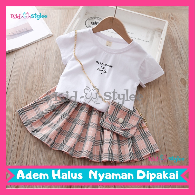 Setelan Rok Anak Perempuan Import Premium Kaos 1 2 3 4 5 6 Tahun Baju Harian Set Pakaian Balita Cewe