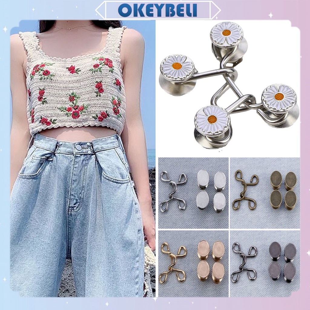 •OKEY BELI•KMP537 Kancing Kait Gesper Denim Jeans Logam Pinggang Simple Adjustable Pengait Celana