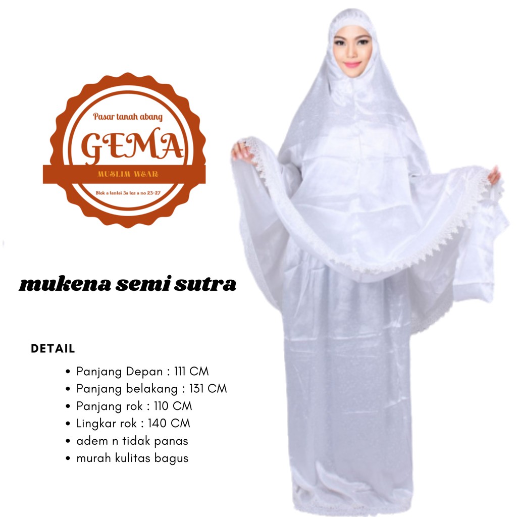 mukena dewasa semi sutra free sajadah saku