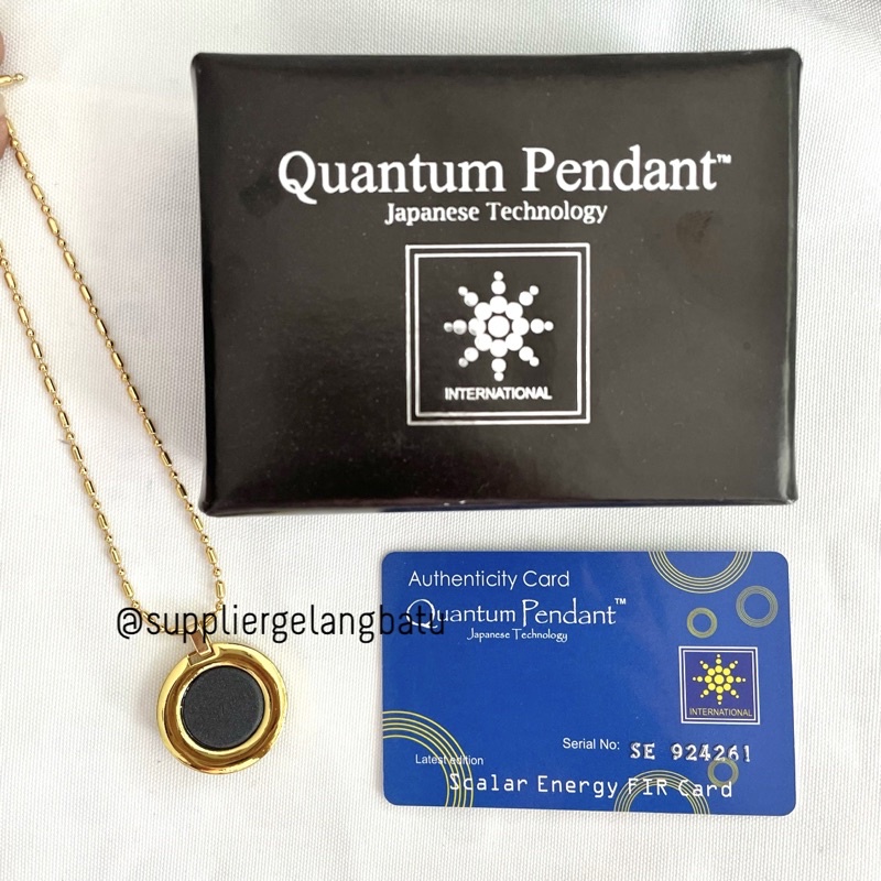 KALUNG BULAT GOLD BIRU DAN PELANGI Quantum Pendant Japanese Technology bersertifikat