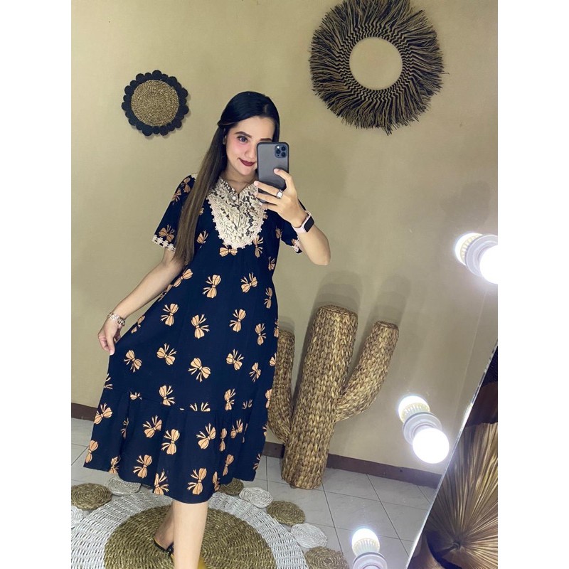 DASTER ARAB RENDA || PITA BORKAT VEE || MODEL RESLETING DEPAN BUSUI & BUMIL LD 110-Ecer hitam