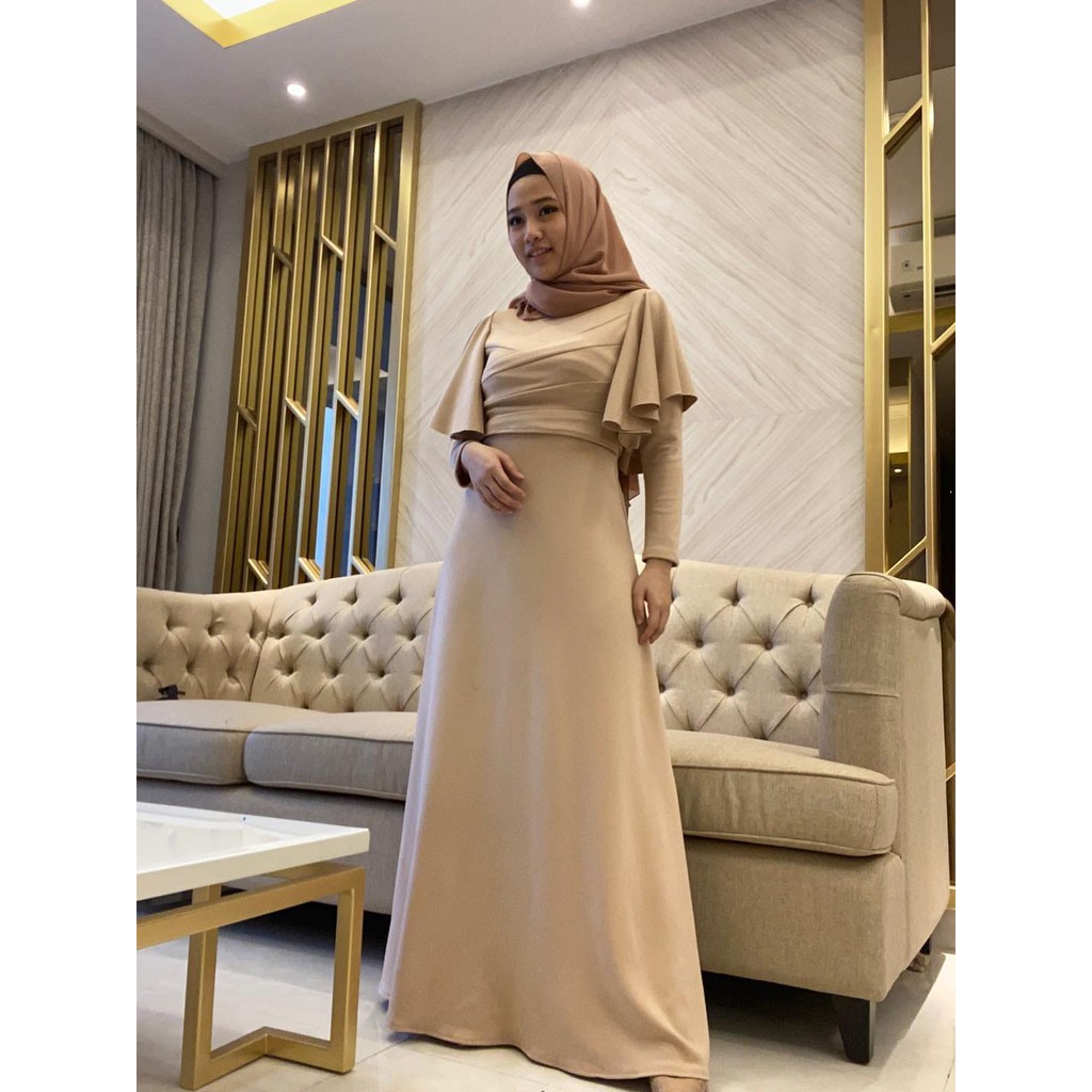 Jessicacollectionn 734# dress maxi import scuba/ clara maxi dress-Cream