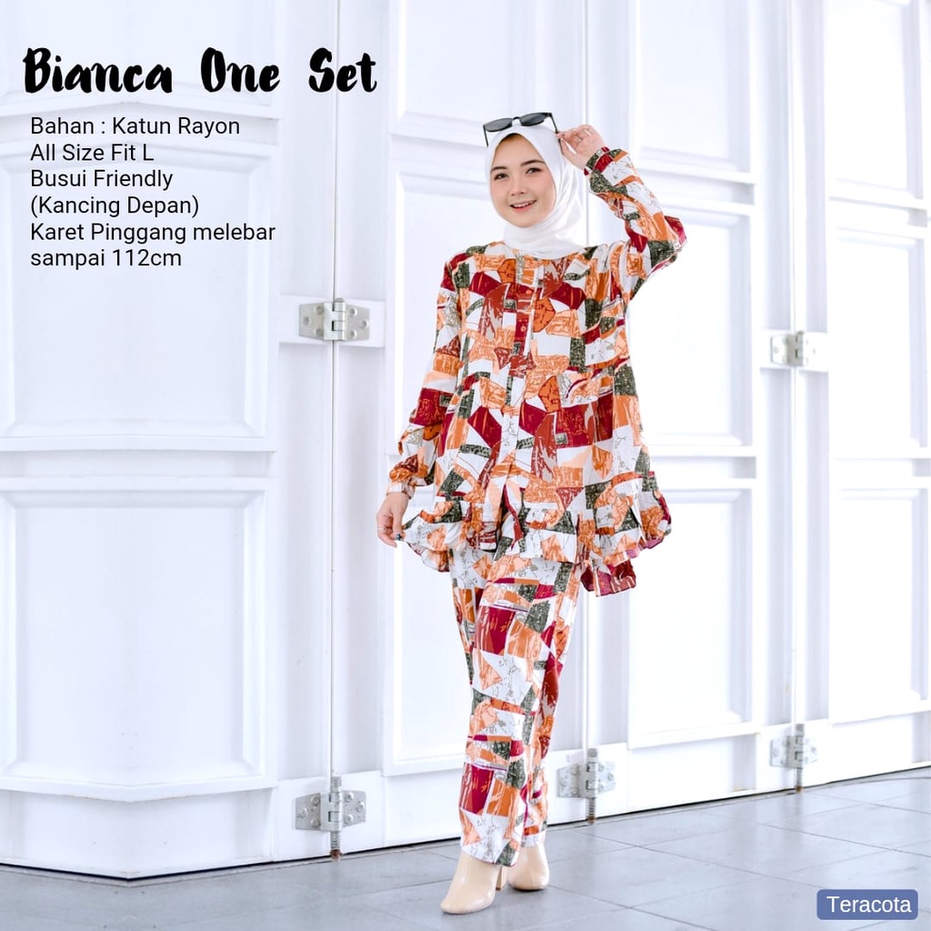 Piyama Dewasa - One Set Kekinian - Setelan Wanita Abstrak - Bianca One Set - One Set Katun Rayon