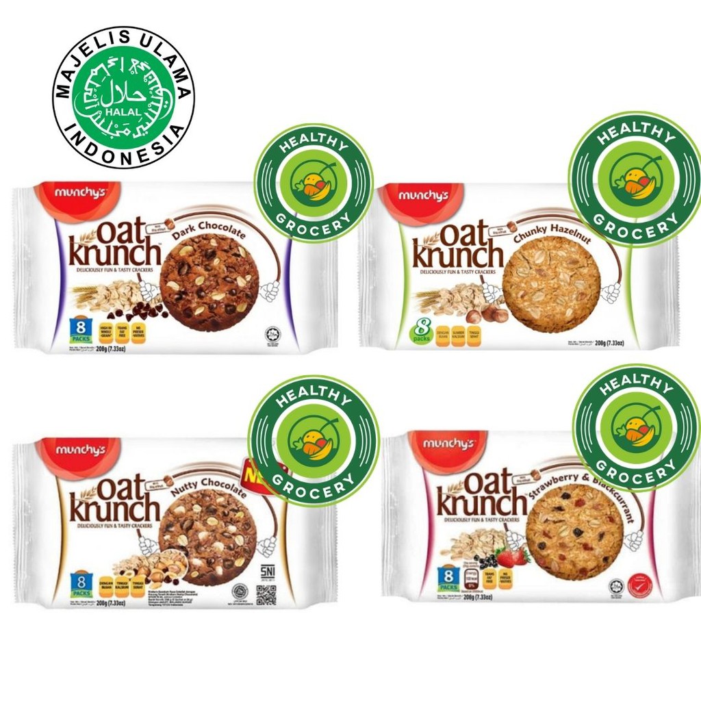 

Munchy's Oat Krunch 208 gr isi 8 / Munchys Dark Chocolate / Hazelnut / Nutty / Strawberry