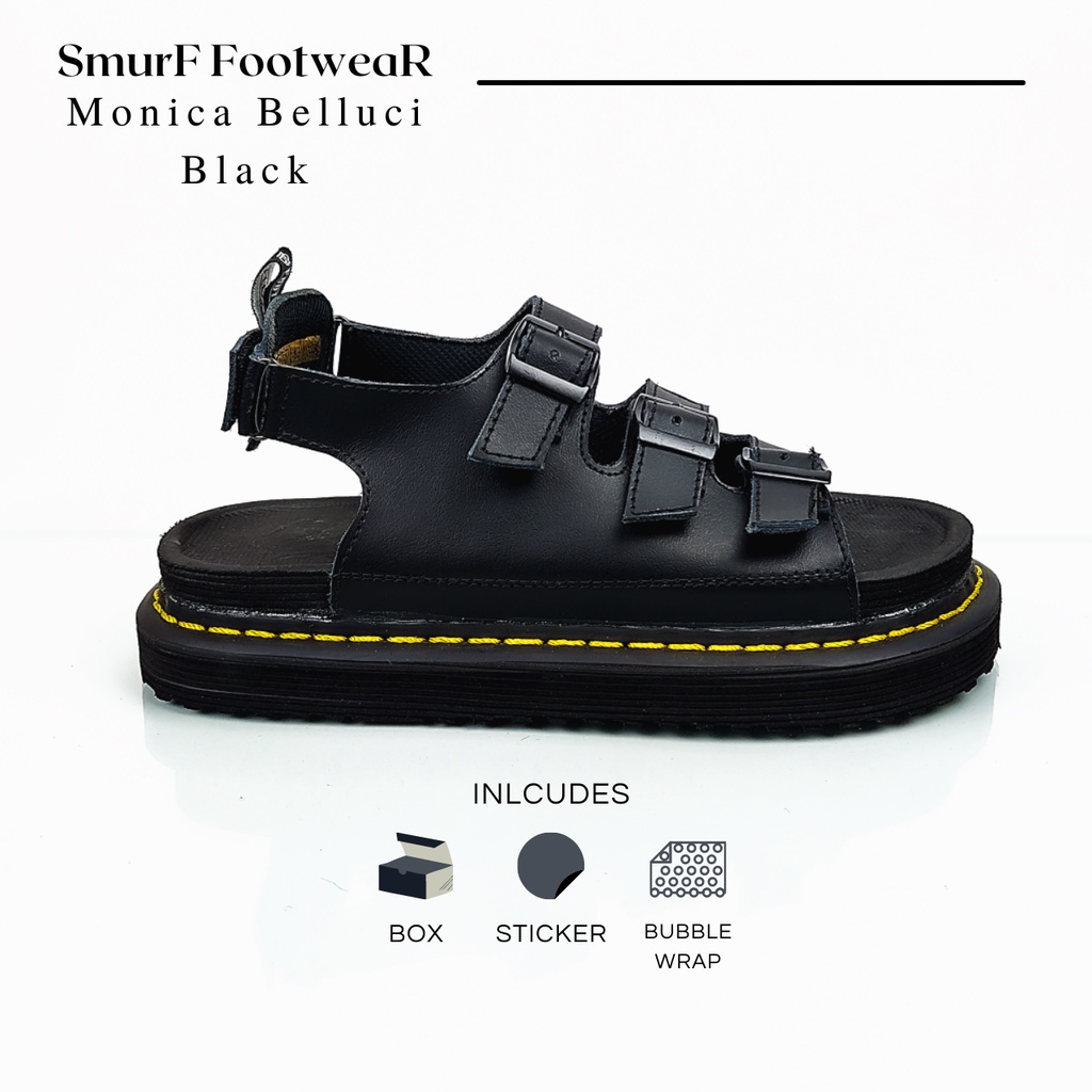 Sandal Wanita Smurf Footwear - Monica Belluci Black - Sandal Kulit Wanita