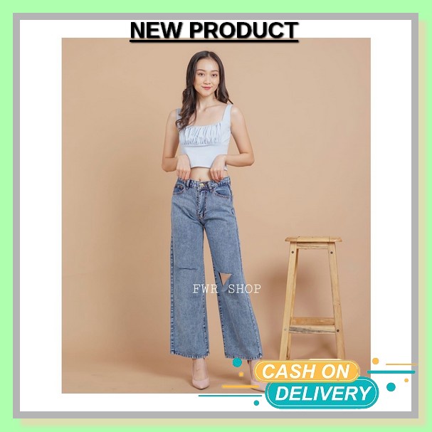 Celana Jeans Berpinggang Ultra-Tinggi Wanita Tinggi Dan Tipis Musim Panas Baru Menggantungkan Kaki L