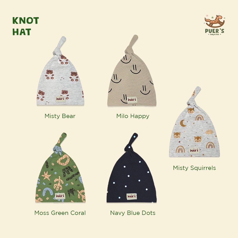 KNOT HAT NEWBORN (TOPI BAYI) PUER’S MOTIF (CODE AWALAN HURUF M-N)