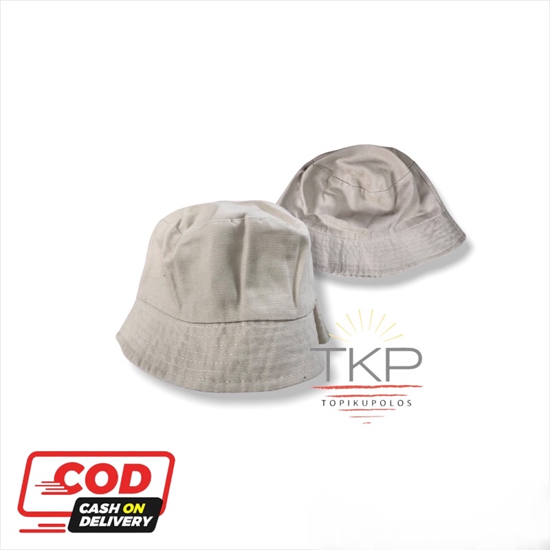 Bucket Polos Topi Bucket Polos Premium Pria & Wanita Bucket Cream