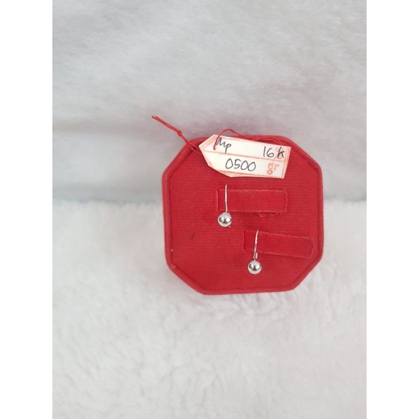 AT1606N386N anting white gold model bulat simple polos perhiasan emas putih asli berat 0.500 kadar 7