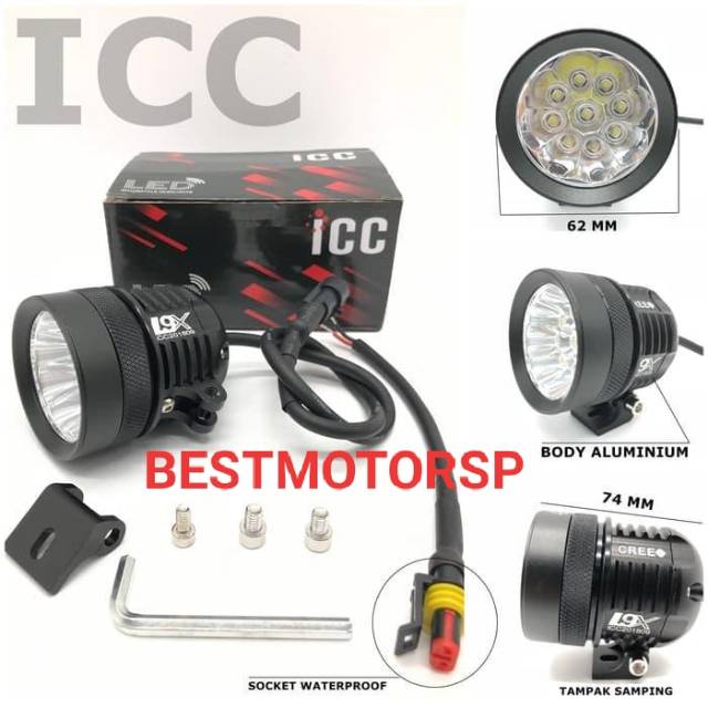 LAMPU DEPAN TEMBAK LED ICC UNIVERSAL UNTUK SEMUA JENIS MTR OR TOURING