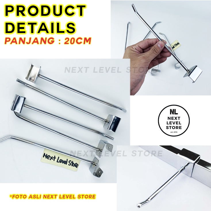 Single Hook Kotak Stainless 10 15 20 25 30 cm Cantolan Besi Tebal 6mm Ram Besi Gantungan Plate