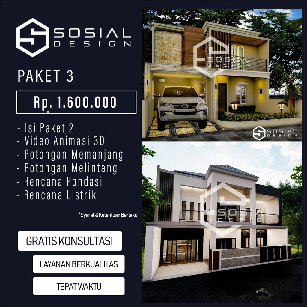 JASA DESAIN RUMAH BERKWALITAS PAKET 3 FREE ONGKIR Shopee Indonesia