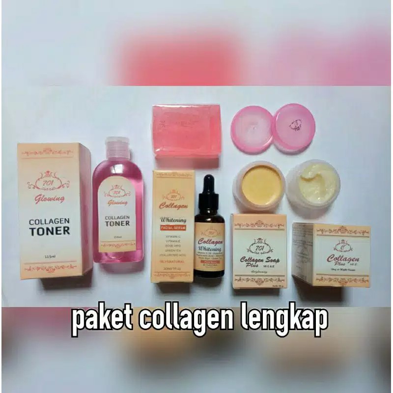 Paket Cream Collagen Extra Super Komplit Cream + Sabun + Toner + Serum Whitening Essence Vit. E