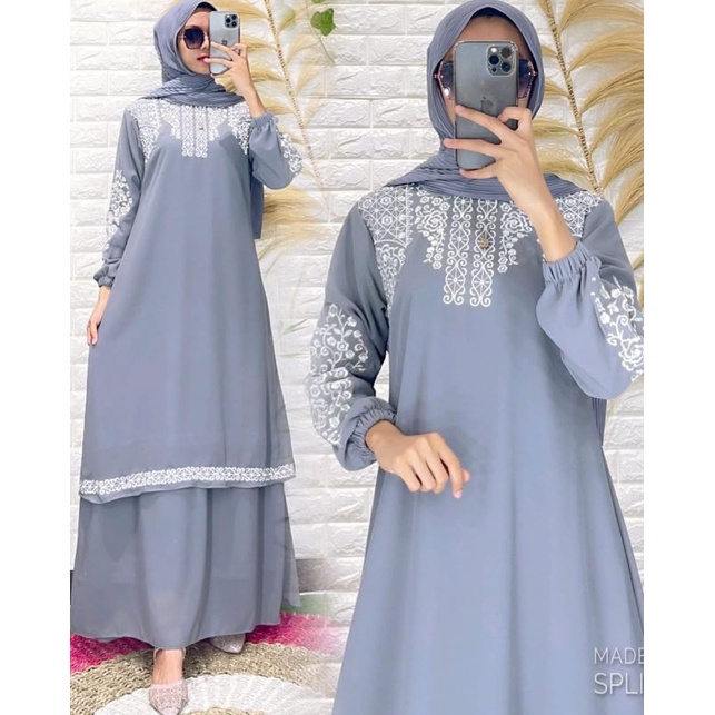 GAMIS MALAYSIA TERBARU/GAMIS MELAYU FULL FURING/BAJU MUSLIM POLOS WANITA KEKINIAN/GAMIS MELAYU MODEL