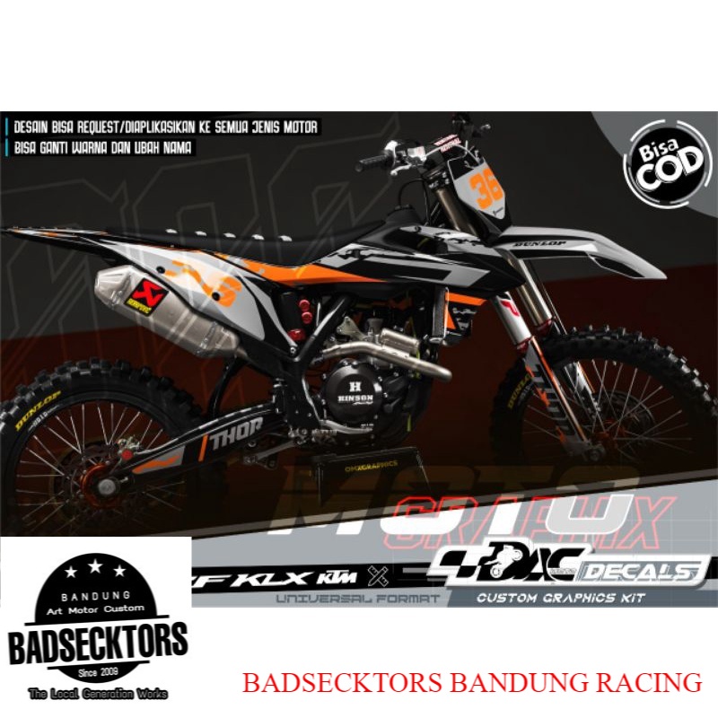 sticker decal KTM, klx dll hitam orange keren