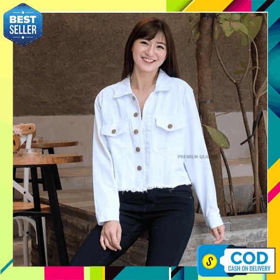 Jaket Jeans Cewek Branded Original Terbaru Murah Kekinian Modis Distro Premium Wanita Import Jaket J