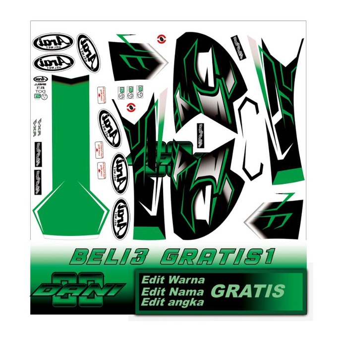 water decal helm arai motif Ghost Green(BUKAN STIKER)