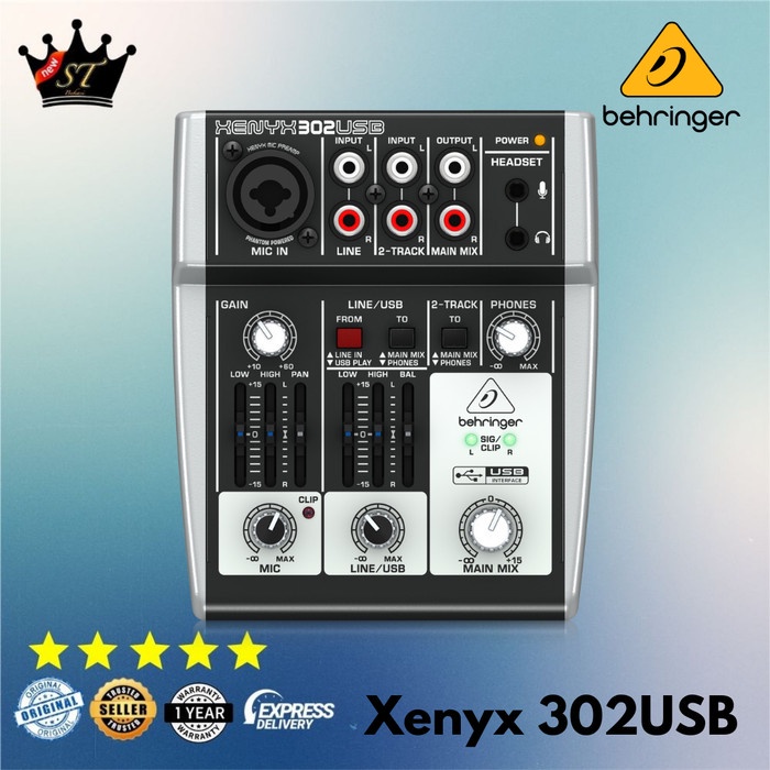 MIXER BEHRINGER XENYX 302 USB DENGAN USB / AUDIO INTERFACE