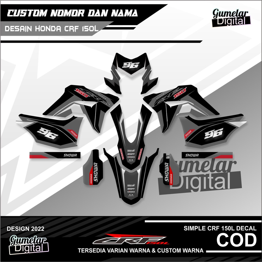 DECAL FULL BODY CRF150L BISA CUSTOMN WARNA DAN NAMA