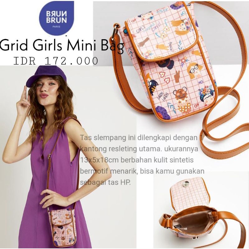 Grid Girls Mini Bag Tas Hp Brunbrun Paris