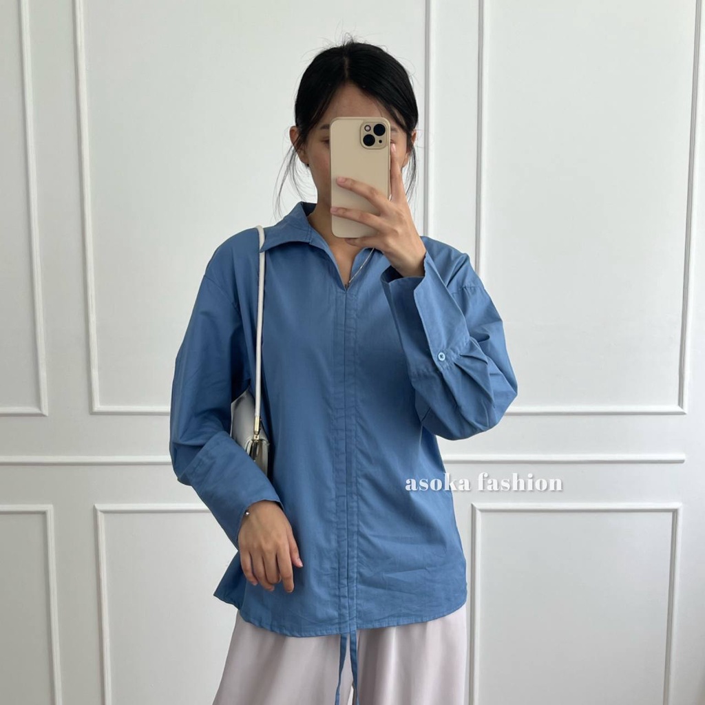 ASOKA  Yoone Top 2142 - Kemeja Korean - Kemeja Serut - Kemeja Polos Wanita