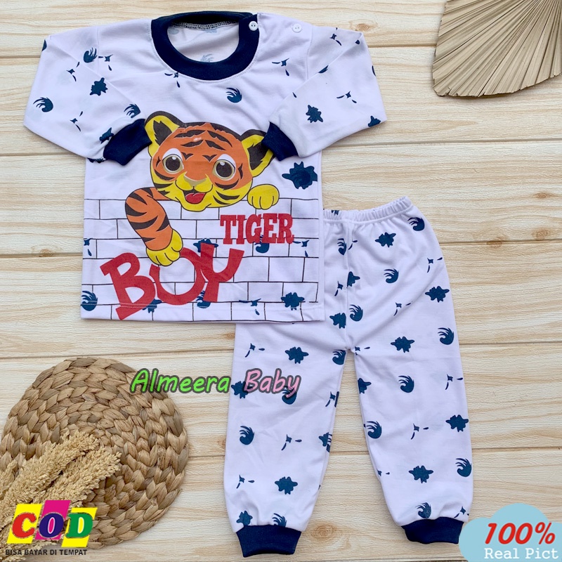 Setelan Baju Bayi Piyama Bayi Lengan Panjang Kancing Bahu Almeera Baby and Kids