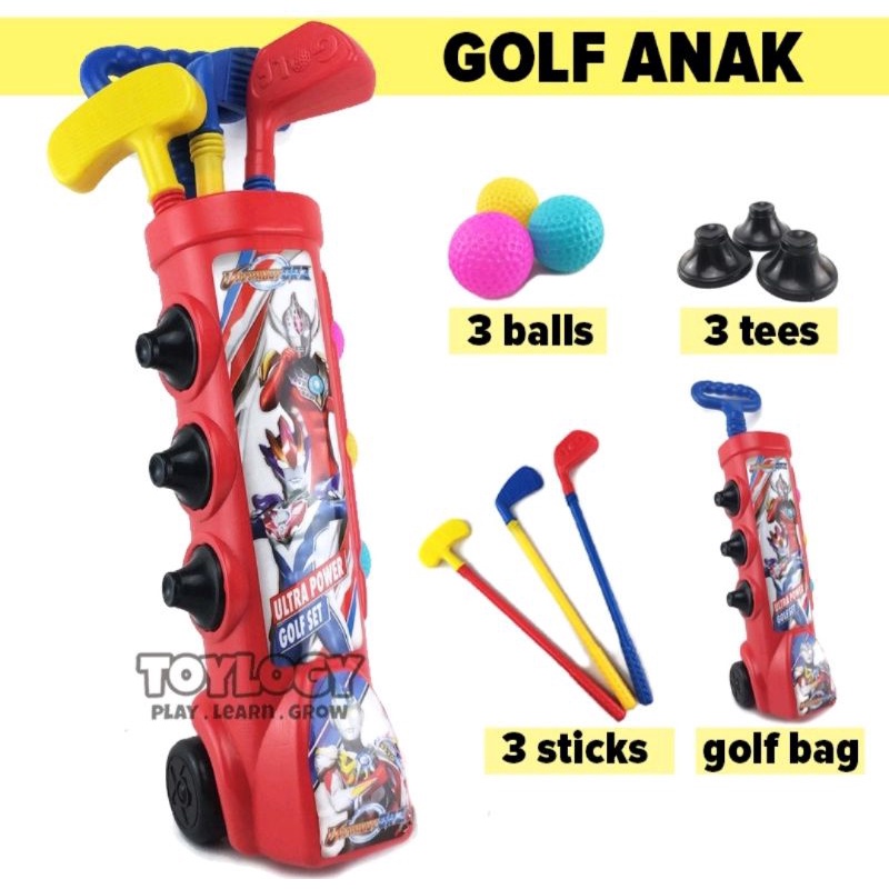 MAINAN ANAK GOLF SPORT PLAYSET STICK TAS PUTT TESS