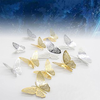 12pcs 3d Hollow Butterfly Wall Stickers Diy Home Decor Party