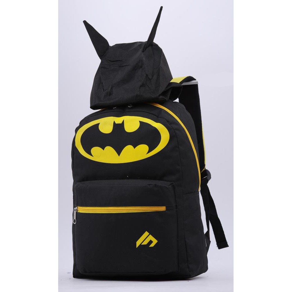 tas batman anak sekolah tk sd smp - tas ransel anak laki laki GF9 tas hoodie kupluk anak cowo lucu