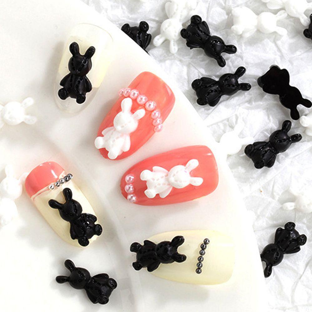 Mxbeauty Kartun Dekorasi Nail Art Lucu Warna-Warni Resin Kelinci Beruang 3D Nail Art Berlian Imitasi