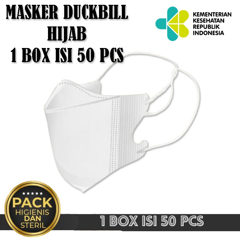 Premium [50pcs 1box] putih masker hijab masker duckbill headloop daily mask masker kesehatan dr.itc