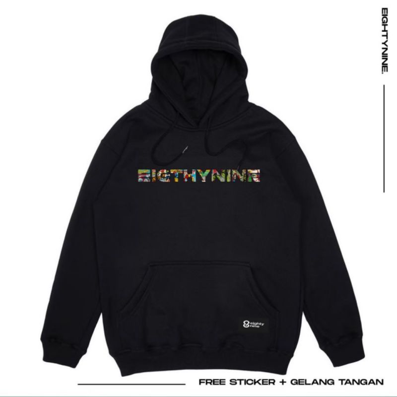 Sweater Hoodie Eighty Nine Unisex Color Black Premium