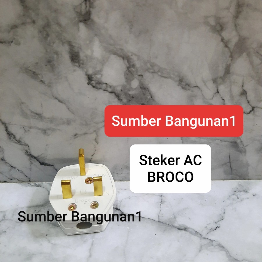 Steker AC BROCO colokan listrik kaki 3 tiga