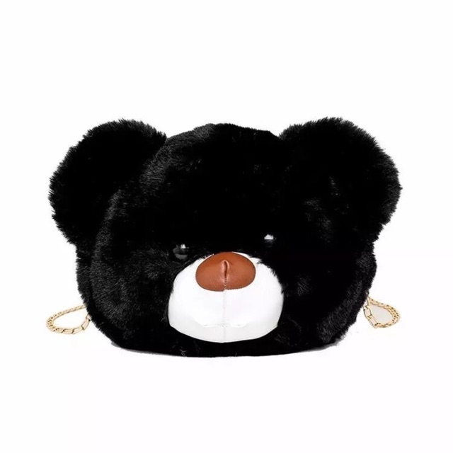 Tas Bulu Motif Boneka ENJELY BEAR Selempang Rante