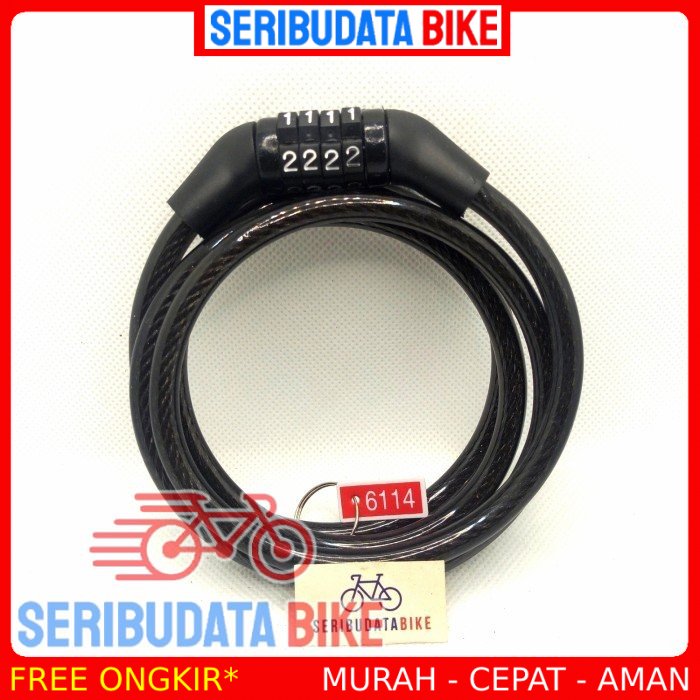 Gembok sepeda 4 digit tali baja