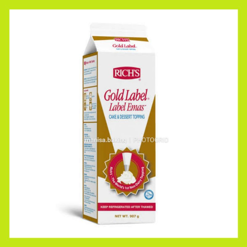 

RICH'S GOLD LABEL 907 GR WHIPPING CREAM CAIR RICHS KRIM KOCOK SIAP PAKAI WHIP KRIM CAIR RICH