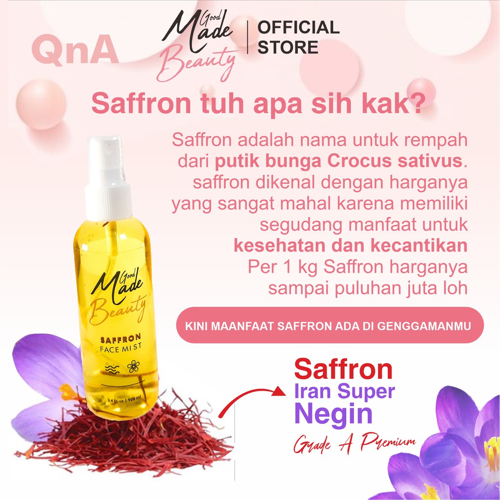 GOOD MADE - FACEMIST SAFFRON | SAFFRON SPRAY | FACE MIST SAFFRON | SAFRON FACE MIST | FACE MIST | SAFRON | COD