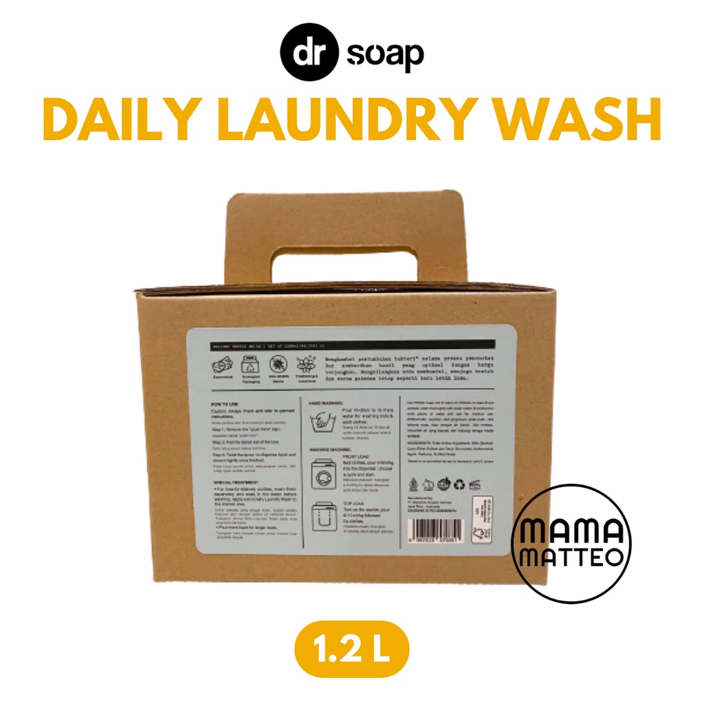 DR SOAP Daily Laundry Wash 1,2 Liter / Cairan Pencuci Pakaian / Detergent Baju / BANDUNG