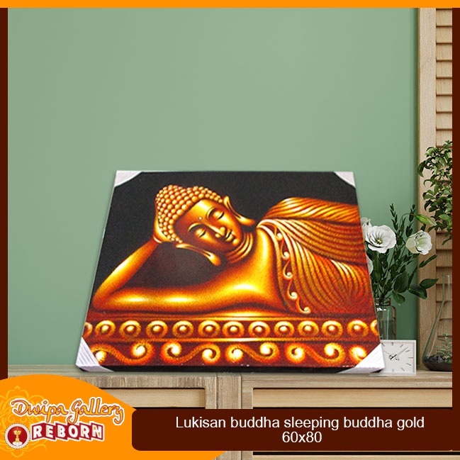 Lukisan Buddha sleeping Buddha Gold 60 x 80