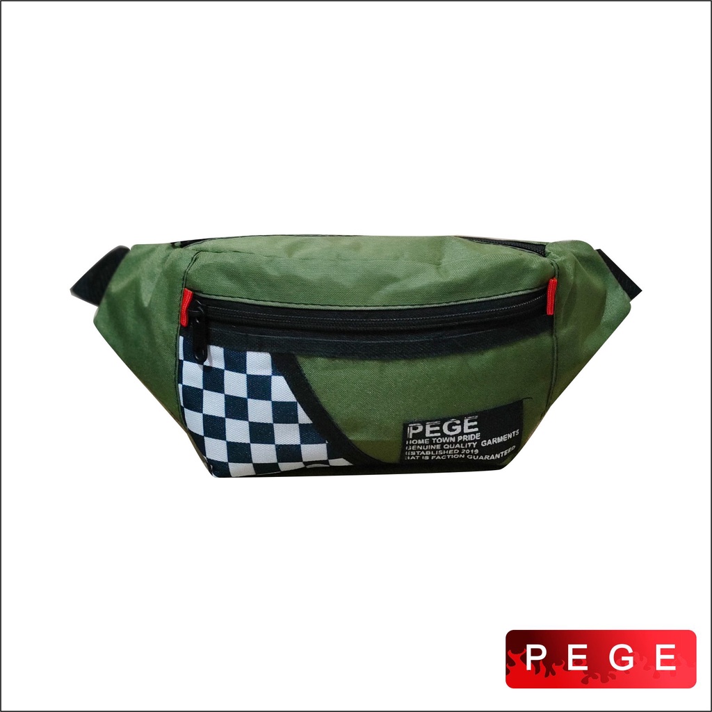 PG - 8905 - Tas Pinggang Pria Tas Selempang Catur Waistbag Slempang Bahu Kasual Bahan Distro