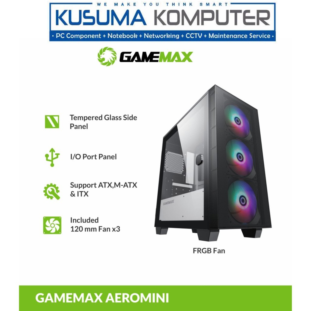 Gamemax Aero Mini Aeromini + 3 Fan RGB Micro ATX Gaming PC Case