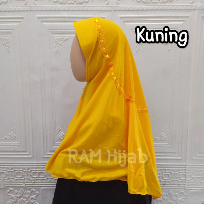 ram hijab kerudung jilbab instan bergo anak sekolah TK SD SMP warna kuning