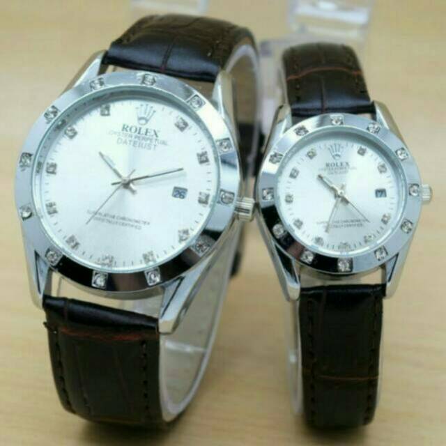 JAM TANGAN COUPLE ROLEX KULIT TANGGAL