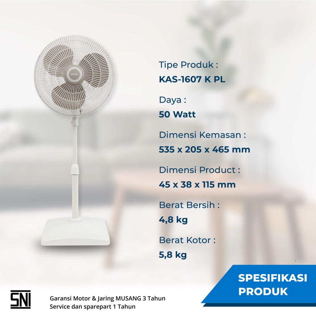 Miyako Kipas Angin Berdiri KAS 1607-KPL 16 inch 16&quot; 1607KPL Standfan Stand Fan