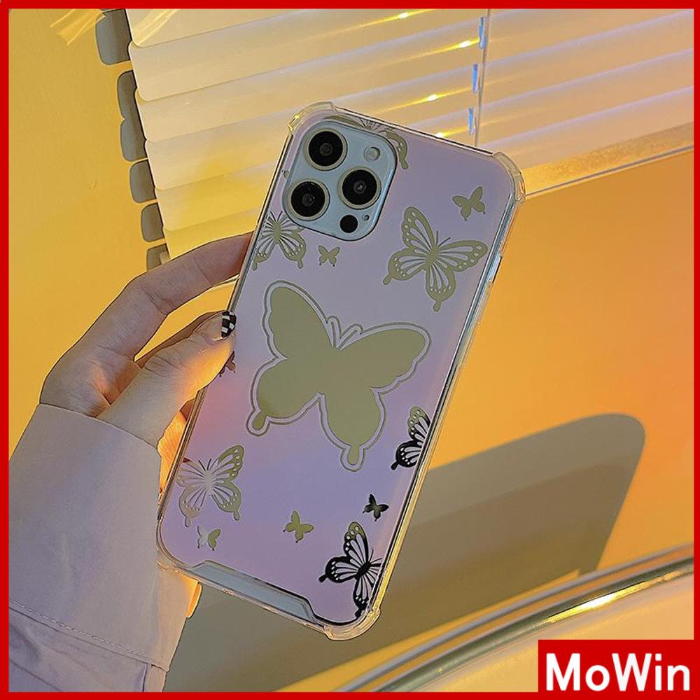 iPhone Case Acrylic HD Mirror Laser Airbag Shockproof Protection Camera Cute Pink Butterfly Compatible For iPhone 11 iPhone 13 Pro Max iPhone 12 Pro Max iPhone 7 Plus iPhone xr xs