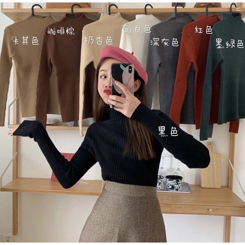 [IMPORT] Baju Wanita Lengan Panjang | Turtleneck Atasan Wanita | Atasan Hijab | A3